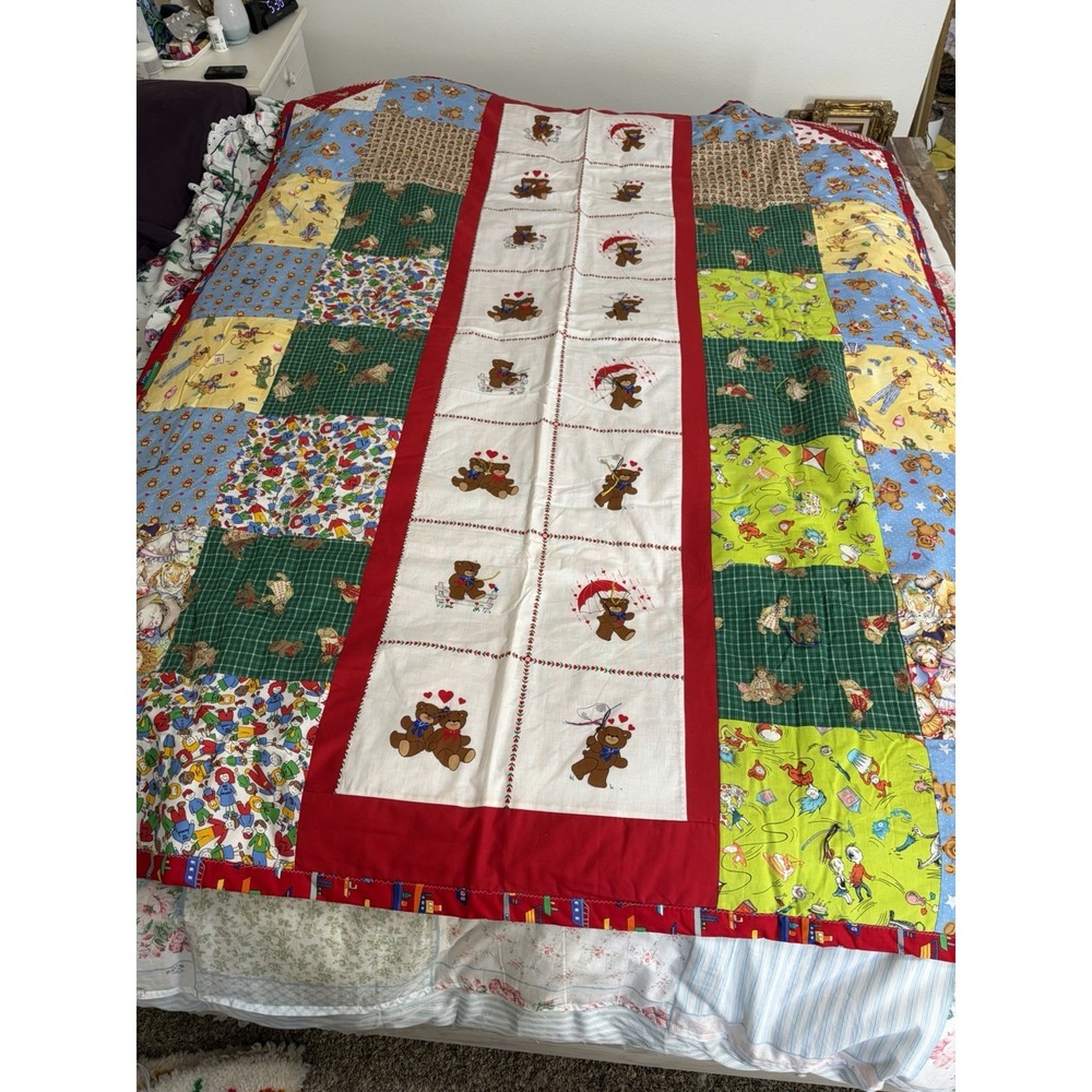 Vintage Cranston Print Works VIP Luv Bears, Printed Fabric, Grinch, Kids Quilt